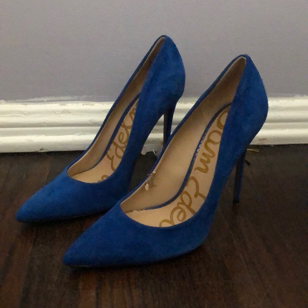 Sam Edelman blue Swede stiletto pump. Barley used.  Size:8